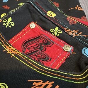 Vintage Ruff Ryders Denim Jeans RR‎ Embroidered Logo Baggy Mens 40-42 Rare